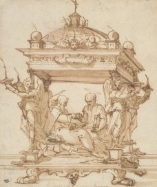 Hunting plans with Saints Anthony Abbot and Paul the Hermit  Luca Cambiaso   1527 - 1585