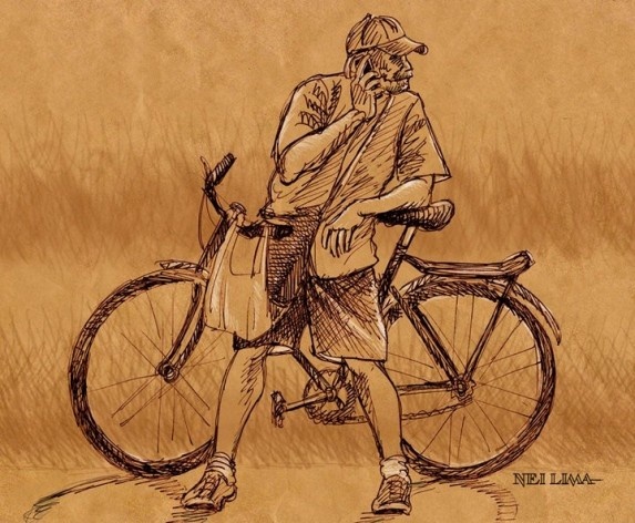 Ciclista com celular, Aterro do Flamengo, Rio de Janeiro