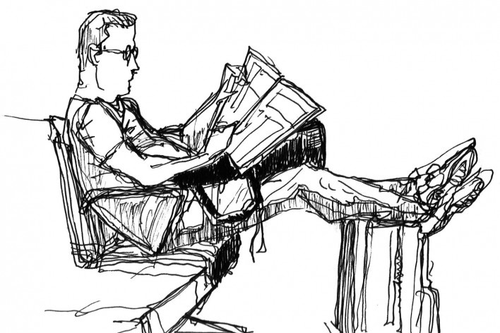 Lendo o jornal, Aeroporto de Guarulhos