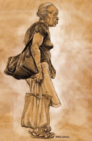Mulher com sacolas, Largo da Carioca, Rio de Janeiro