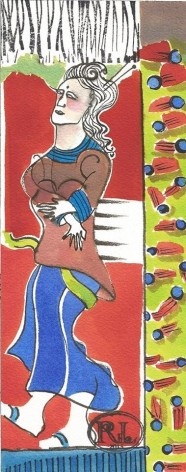Mulher com fundo vermelho