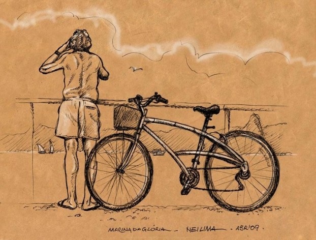 Homem e bicicleta, Marina da Glória, Rio de Janeiro