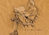 Homem com jornal, Jardins do Museu da República, Rio de Janeiro