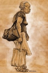 Mulher com sacolas, Largo da Carioca, Rio de Janeiro