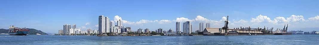 Forte da Barra, Ponta da Praia e Porto de Santos. Foto Victor Hugo Mori