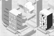 H.O.M.E. — Housing and Office Modular Environment, isométrica das conexões verticais e isométrica das operações resultantes, São Paulo, 2020. Arquitetos Ricardo Gonçalves, Matheus Marques, Rolando Figueiredo e Luisa Favilla / Hiperstudio<br />Imagem divulgação  [Hiperstudio]