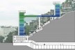 Mirante da Paz – Complexo Elevador Rubem Braga, corte esquemático, Rio de Janeiro. Arquiteto João Batista Martinez Corrêa<br />Imagem divulgação 