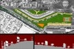 Implantação e Cortes - terreno de Taboão da Serra. Concurso Habitação para Todos. CDHU. Edifícios de 4 pavimentos - Menção honrosa.<br />Autores do projeto  [equipe premiada]