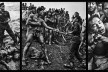 “O inferno de Bosch segundo Sebastião Salgado”, tríptico 5, fragmentos da exposição fotográfica “Gold – Mina de Ouro Serra Pelada”<br />Fotomontagem de Abilio Guerra 