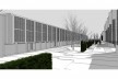 Saint Catherine’s College, vista dos pátios secundários em direção ao norte, com as cercas vivas, Oxford, Inglaterra, 1959-1964, arquiteto Arne Jacobsen<br />Modelo tridimensional de Edson Mahfuz e Ana Karina Christ 