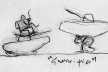 Lucio Costa's caricature, originally published with the legend written by himself: "When I met Vasco Leitão da Cunha in Moscow, it was the time of the conflict between Kruchev, who was involved in the détente, and Kennedy, who had recently added a rocking [COSTA, Lucio. Registro de uma vivência. São Paulo, Empresa das Artes, 1995, p. 388]