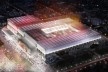Complexo Esportivo e Cultural Clube Atlético Paranaense, perspectiva aérea do complexo, Curitiba. Arquiteto Carlos Arcos<br />Imagem divulgação 