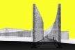 Concurso Internacional para Projeto Arquitetônico do Museu Exploratório de Ciências da Unicamp, vista do acesso durante o dia, 2º lugar. Arquitetos Tomohiko Amemiya, Hiroki Inutsuka e Mitsuru Hamada, 2009<br />Desenho equipe 