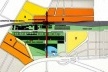 O terreno vago típico na Mooca (área da Antarctica/gasômetro): a estratégia geral é manter o vazio como parque e ligações infraestruturais [a marquise de 400 m conecta as estações de trem e VLP], reciclar alguns edifícios existentes e adensar as bordas pe