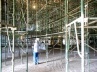 Andaimes para execução de forro durante as obras do Museu da República - Brasilia (Oscar Niemeyer, 1999)<br />Foto Danilo Matoso Macedo 