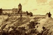O castelo Hohkönisburg. Aquarela de Bodo Ebhardt publicada no memorial do autor, 1900 [EBHARDT, Bodo. Denkschrift über die Wiederherstellung der Hohkönigsburg bei Schlettstadt i]