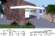 Perspectiva digital da galeria e os croquis de estudo volumétrico
  	  	 <br />Imagem do autor do projeto 