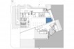 Planta do pavimento Térreo Inferior, onde se localiza a Praça Rebaixada e os elementos de apoio do programa principal, tais como auditório, bancos, correio, lanchonetes, etc