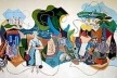 Pintura de Di Cavalcanti (1951) no Clube dos 500, obra de Oscar Niemeyer em Guaratinguetá, visitada pelo DocoTur de 10/10/02<br />Foto Hugo Segawa 