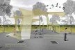 Estruturas informativas na saída do estacionamento<br />Imagem dos autores do projeto 