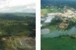 À esquerda, várzea do rio Cotia, com indústrias ocupando áreas adjacentes ao rio; à direita, várzea do rio Cotia, com áreas não edificadas, utilizada por pesqueiros<br />Imagem dos autores do projeto 