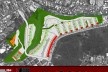 Implantação e corte – terreno de Capão Redondo. Concurso Habitação para Todos. CDHU. Edifícios de 4 pavimentos - Menção honrosa.<br />Autores do projeto  [equipe premiada]
