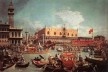 <i>Il ritorno del Bucintoro al molo nel giorno dell’ascensione</i>, Canaletto, 1734<br />Imagem divulgação  [Wikimedia Commons]