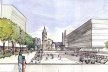 Perspectiva da praça proposta em frete à igreja<br />Autores do projeto 