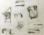 Esquissos de estudo para o Teatro Municipale, Cagliari, Itália - Francesco Ginoulhiac, 1965