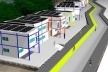 Perspectiva das habitações propostas, com as placas fotovoltaicas nos telhados<br />Imagem dos autores do projeto 