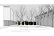 Saint Catherine’s College, vista geral em direção ao quad, com cerca viva, Oxford, Inglaterra, 1959-1964, arquiteto Arne Jacobsen<br />Modelo tridimensional de Edson Mahfuz e Ana Karina Christ 
