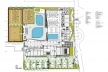 Concurso de Propostas Arquitetônicas para o futuro SESC Guarulhos, 5º lugar, planta pavimento superior. Escritório Ricoy Torres Consultoria e Projetos<br />Desenho divulgação 