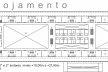 Alojamentos. Legenda: 1. Acesso Alojamentos; 2. Unidade Padrão; 3. Unidade Vip; 4.Vazio Praça.<br />Imagem dos autores do projeto 