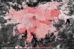 Processo de adensamento de São Paulo vista de uma foto de satélite (densidade adotada: 500 habitantes/hectar = upper east Manhattan)<br />Imagem dos autores do projeto 