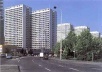 Torres de pré-fabricados em Berlin-Mitte, vista geral. Ao fundo edifícios em estado original. 1970/79, 1995/97, arquiteto Edwin Busch