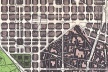 Plano de Ensanche, Idelfons Cerdà, 1859 (fragmento) [2C: Construcción De La Ciudad, copia color del plano original, 1972.]