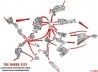 The Naked City, illustration de l'hypothèse des plaques tournantes, assinado por Guy Debord em 1957