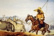 Aquarela de Debret intitulada “Escravo negro conduzindo tropas na Província do Rio Grande”.  [Jaelson Trindade, Os Tropeiros.]