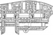 Planta, Nivel 3, Hospital Europeu Georges-Pompidou, Paris (por A. Zublena, B. Cabannes, P. Dariel, 1983-1999) [FERMAND, C.. Les hôpitaux et les cliniques : architectures de la santé, Paris, Le Moniteur]