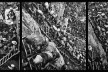 “O inferno de Bosch segundo Sebastião Salgado”, tríptico 4, fragmentos da exposição fotográfica “Gold – Mina de Ouro Serra Pelada”<br />Fotomontagem de Abilio Guerra 
