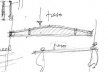 Fig. 15: Viga utilizada na cobertura do vão central, ilustra a preocupação com a leveza e o transporte da peça [Desenho de Maitrejean, realizado em 30.05.07, para a pesquisa de Eneida de Almeida e Kátia]