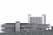 Centro de Referência em Empreendedorismo do Sebrae-MG, fachada Rua Botorubi, 3º lugar. Arquiteto Enrique Hugo Brena, 2008<br />Desenho escritório 
