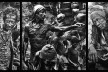 “O inferno de Bosch segundo Sebastião Salgado”, tríptico 10, fragmentos da exposição fotográfica “Gold – Mina de Ouro Serra Pelada”<br />Fotomontagem de Abilio Guerra 