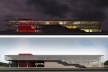 Concurso Internacional para Projeto Arquitetônico do Museu Exploratório de Ciências da Unicamp, Vista frontal noturna e diurna do edifício, menção honrosa. Arquitetos Alessandro Muzi, Hernani Paiva e Luiz Kuller, 2009<br />Imagem equipe 