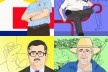 João Filgueiras Lima (Lelé), Oscar Niemeyer, Aldary Henriques Toledo e Luiz Carlos Toledo, retratos para a seção Rabiscos do portal Vitruvius<br />Desenhos André Marques 