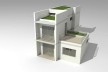 Maquete eletrônica da tipologia de 2 dormitórios com acréscimo de quarto e banheiro acessíveis. Concurso Habitação para Todos.CDHU.Sobrados - 2º Lugar.<br />Autores do projeto  [equipe premiada]