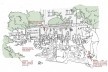 Aldeia Marakanã. A construção de uma aldeia indígena urbana, croqui do pátio da aldeia, Rio de Janeiro RJ Brasil, 2022. Arquiteto Gustavo Lennon<br />Elaboração Gustavo Lennon 