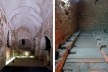 À esquerda, São João de Acre, área subterrânea com espaços de exposições. À direita, São João de Acre, as latrinas<br />Fotos Victor Hugo Mori 