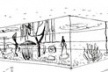 Museu de São Vicente, perspectiva do pátio-jardim de exposições ao ar livre