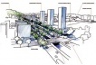 Operação Urbana Vila Sônia. Plano-Referência de Intervenção e Ordenação Urbanística. Pólo Vila Sônia: perspectiva do complexo terciário<br />Desenho V. Keating 